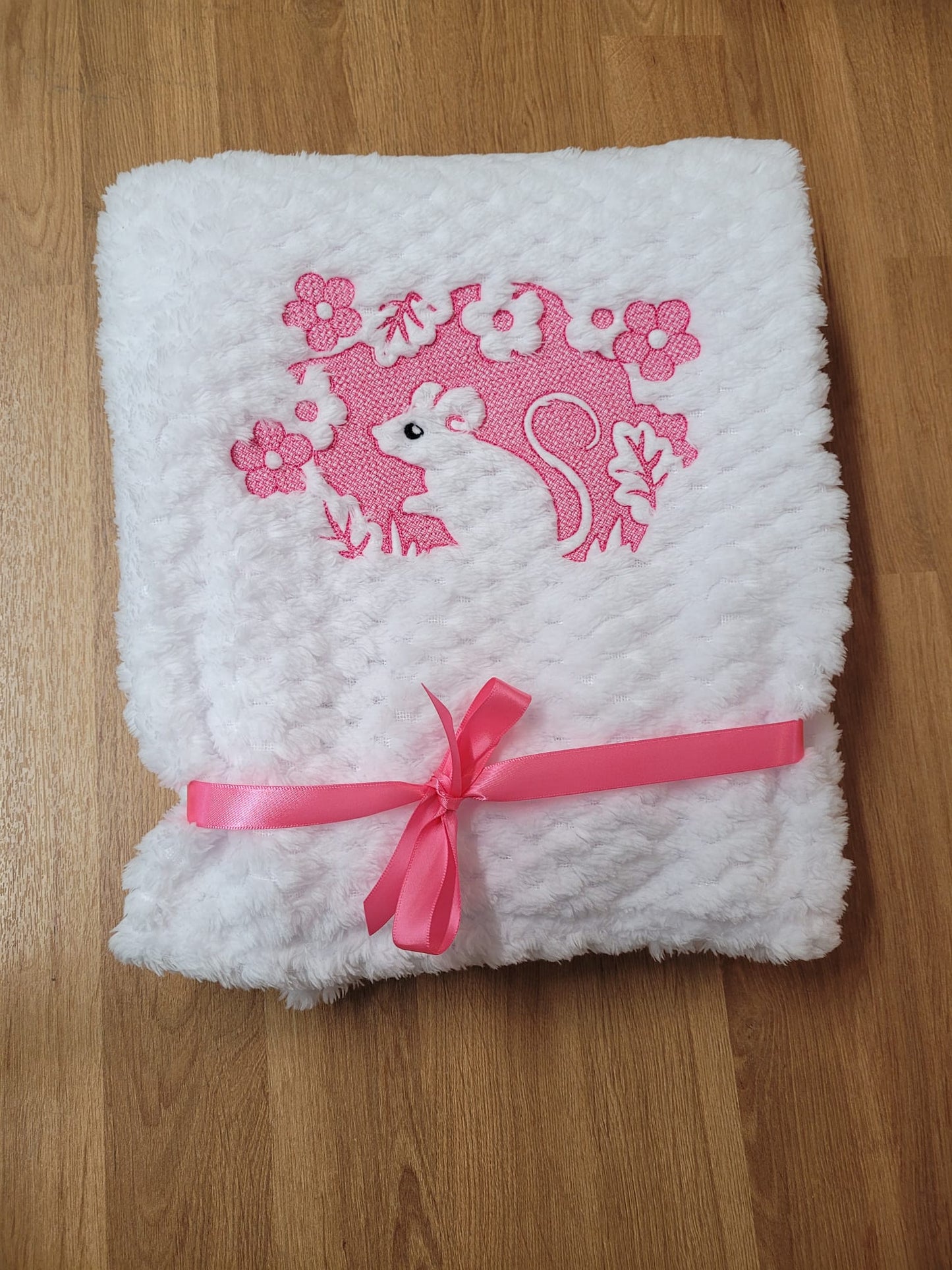 Personalised Embroidered Mouse Baby Blanket
