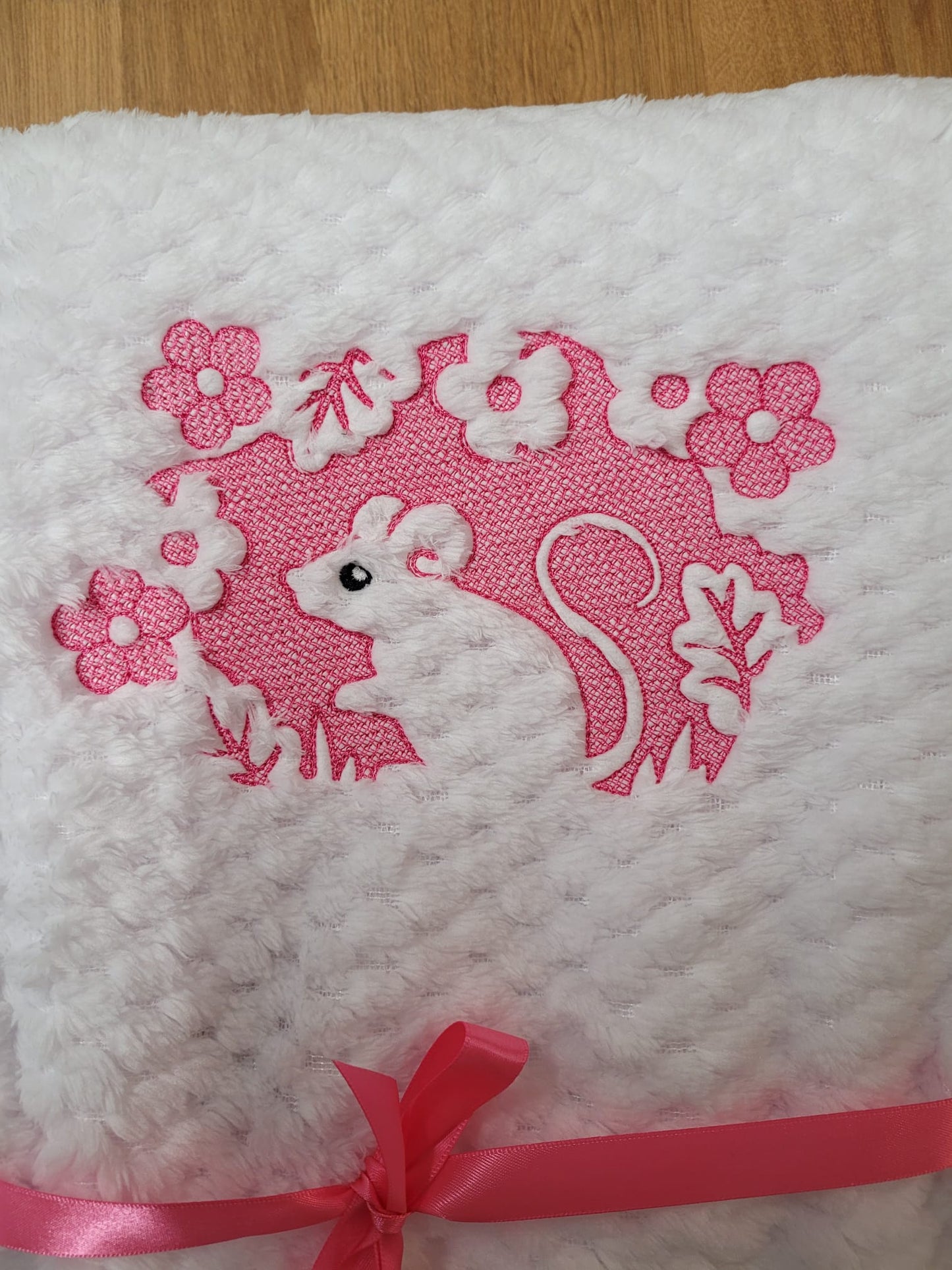 Personalised Embroidered Mouse Baby Blanket