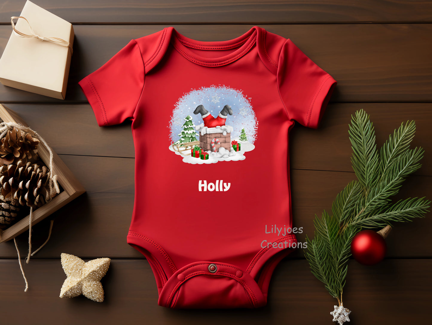 Red Baby Vest Santa Chimney