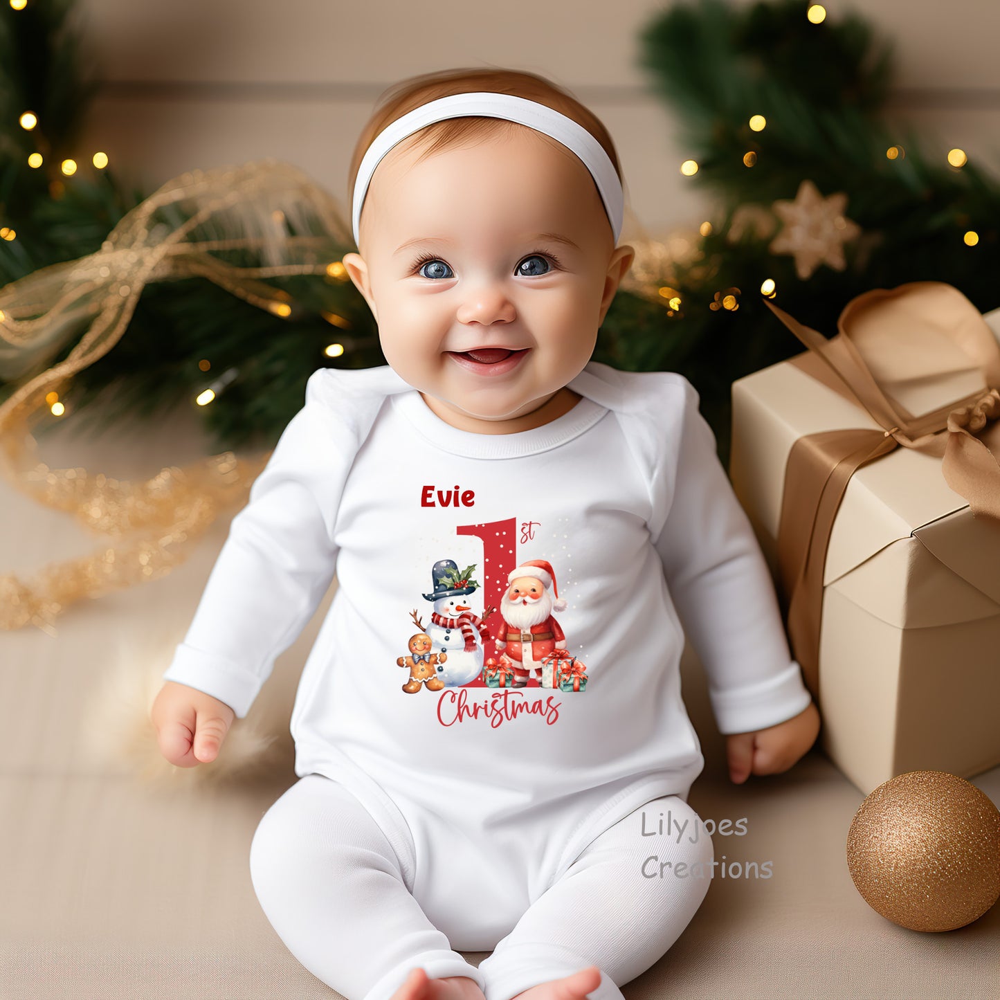 Christmas Baby Romper Sleepsuit First Chrismas Santa Snowman