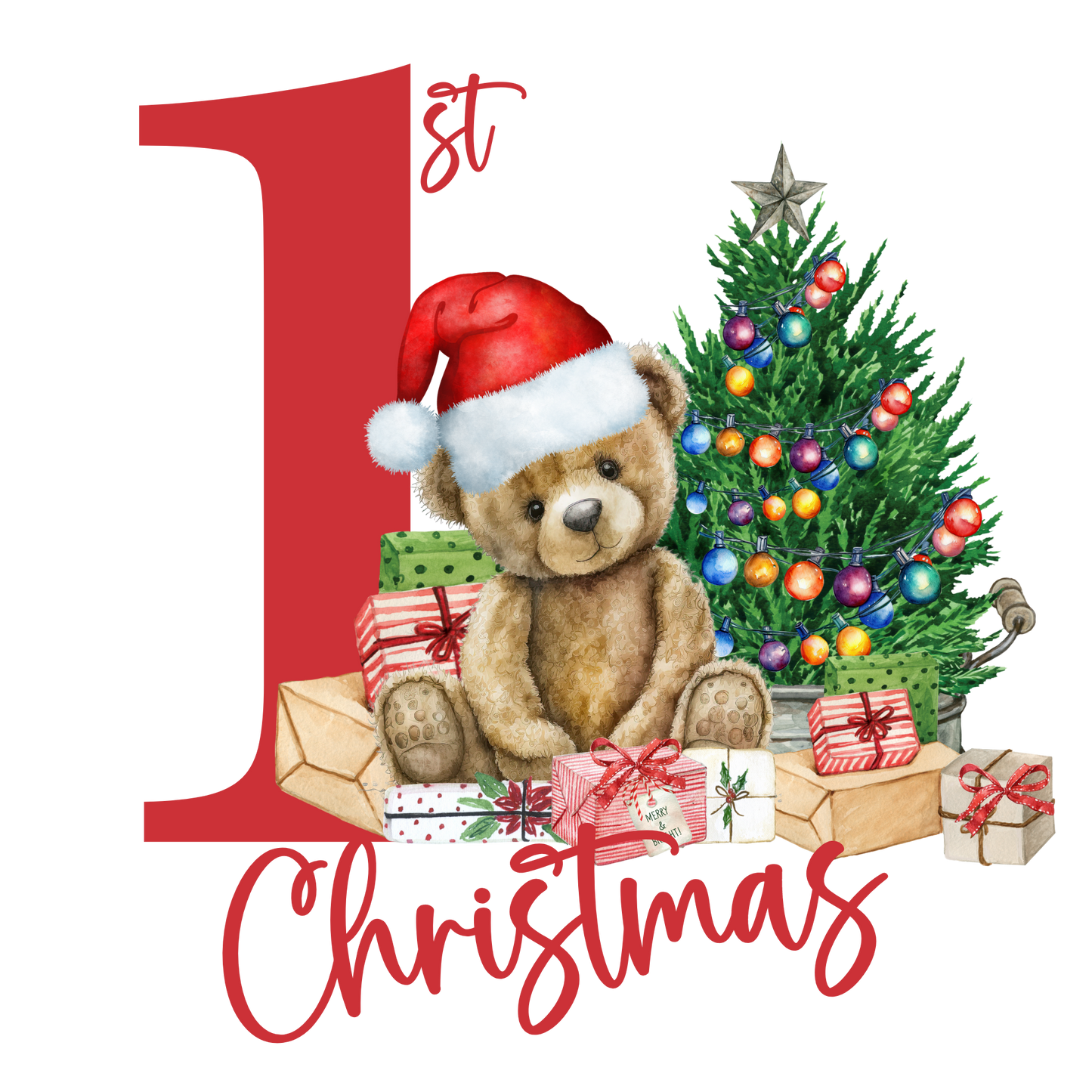 Christmas Baby Romper Sleepsuit First Chrismas Bear Tree