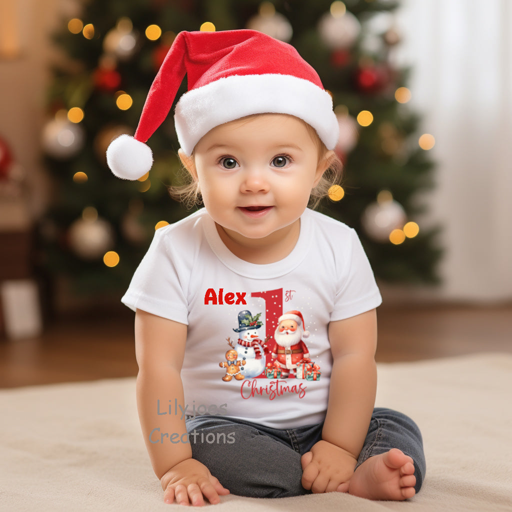 White Baby Vest First Christmas