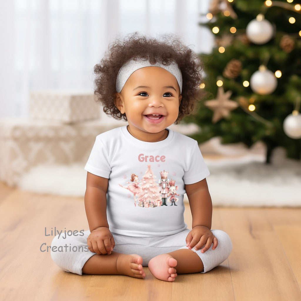 White Baby Vest Pink Nutcracker