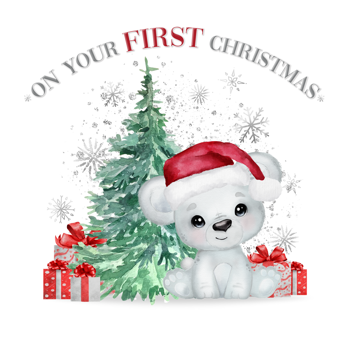 Red Baby Vest First Christmas White Bear