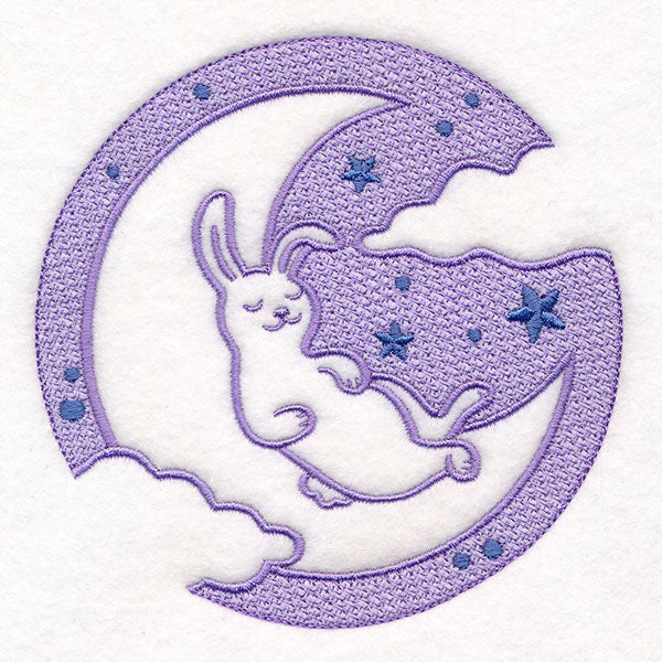 Personalised Embroidered Bunny In Moon Picture