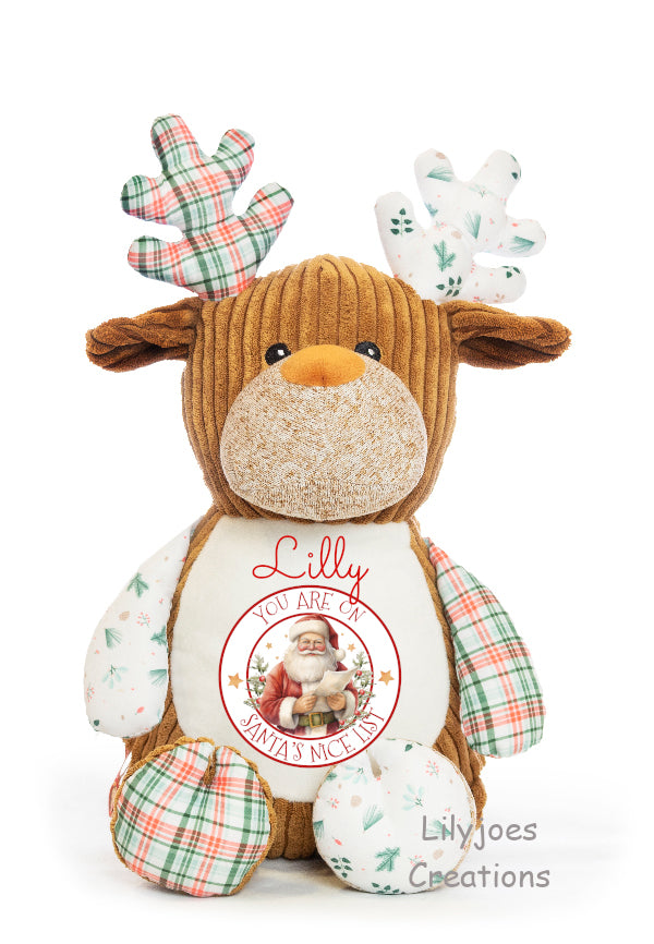 Personalised Large White Christmas Reindeer Nice List