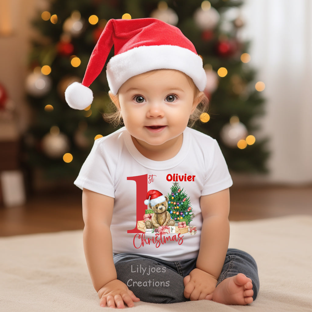 White Baby Vest First Christmas