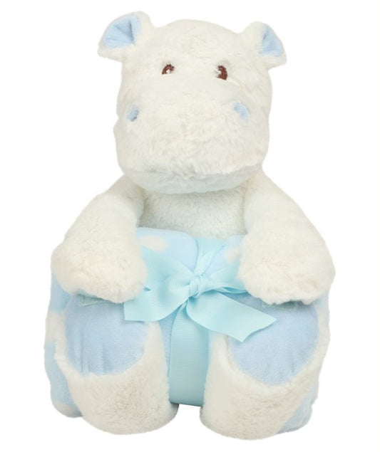 Personalised baby blanket and hippo teddy