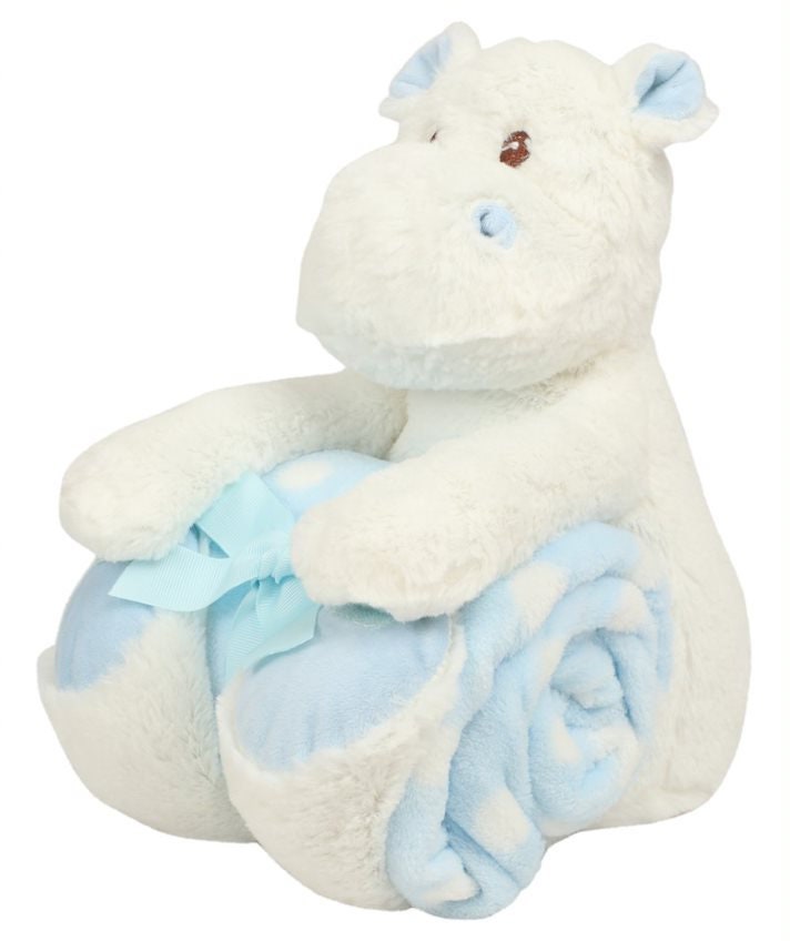 Personalised baby blanket and hippo teddy