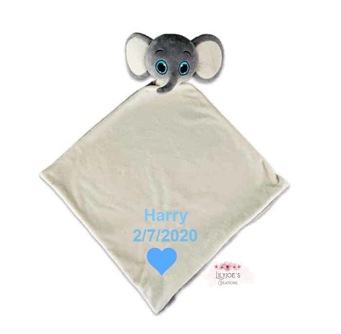 Personalised elephant baby comforter