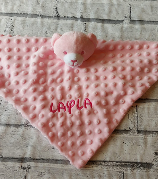 Personalised Pink Dimpled Baby Comforter