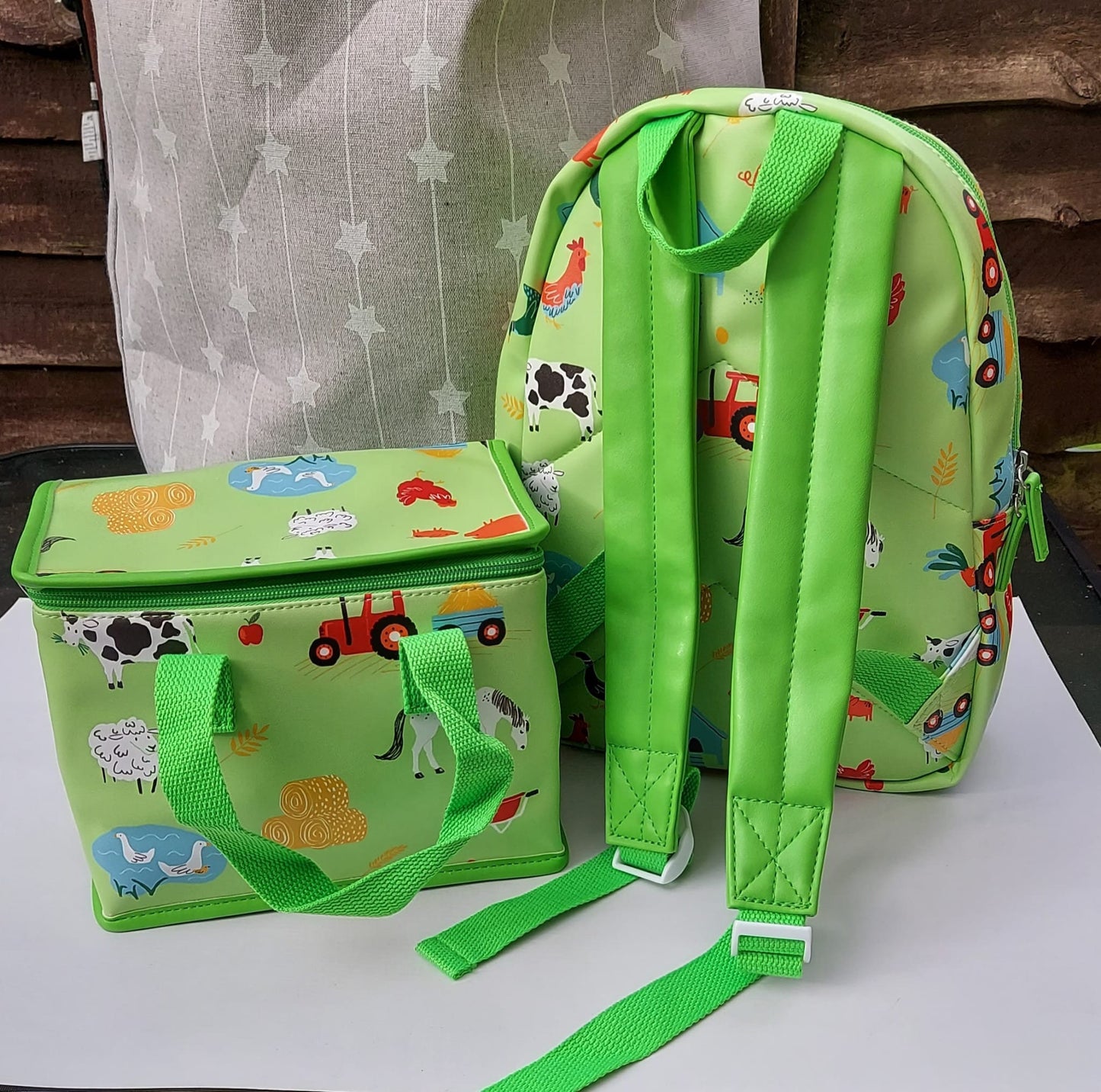 Personalised Farmyard Backpack Lunch Bag Set