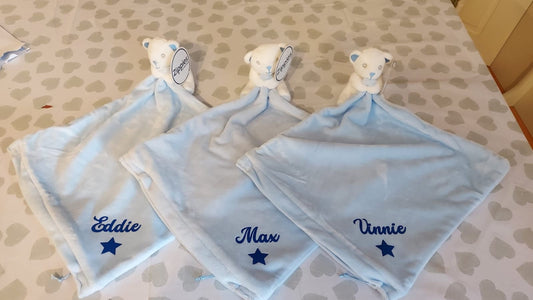 Personalised baby rattle comforter