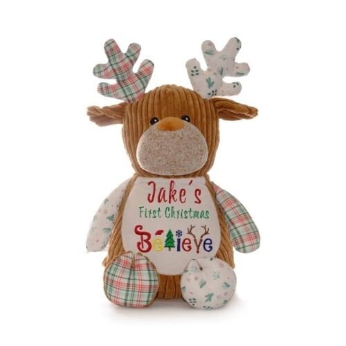 Personalised Embroidered Christmas Reindeer Teddy