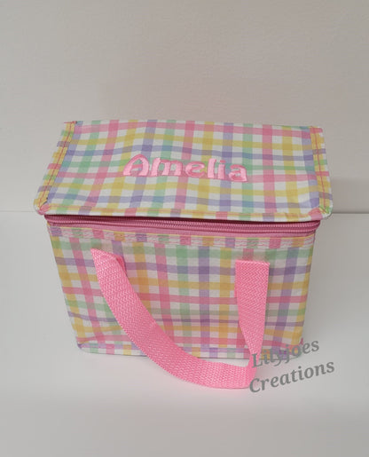 Personalised Pastel Girls Stripe Lunch Bag