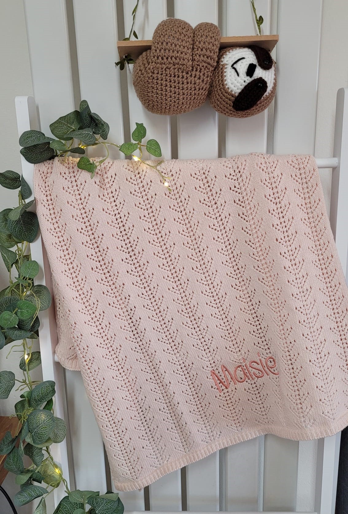 Personalised Embroidered Baby Blanket Pink Blush