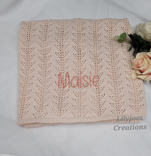 Personalised Embroidered Baby Blanket Pink Blush