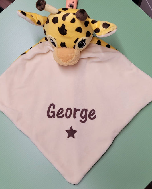 Personalised baby comforter giraffe