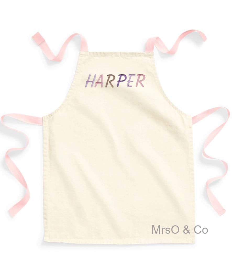 Personalised Kids Apron With Red Ties and Neck