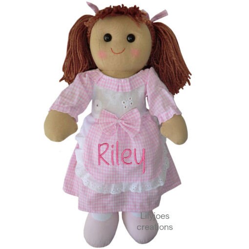 Personalised Pink Gingham Rag Doll