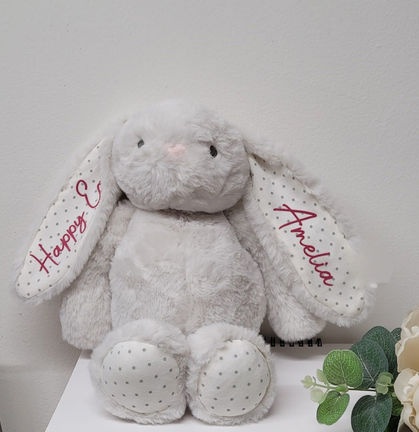 Personalised Grey Easter Bunny
