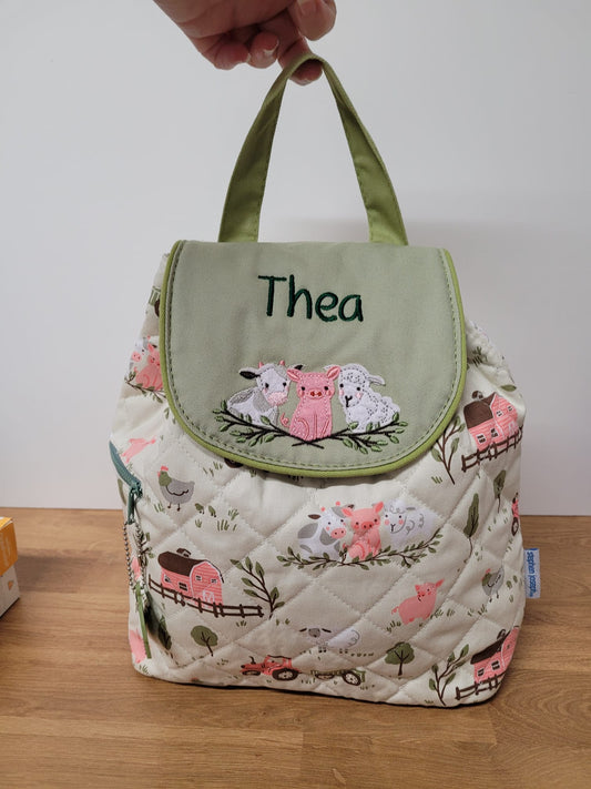 Personalised Quilted Farmyard Animals Backpack