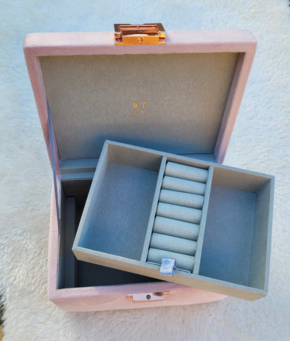 Personalised Pink Velvet Jewellery Box