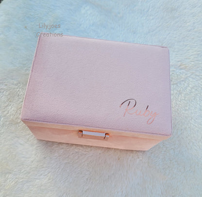 Personalised Pink Velvet Jewellery Box