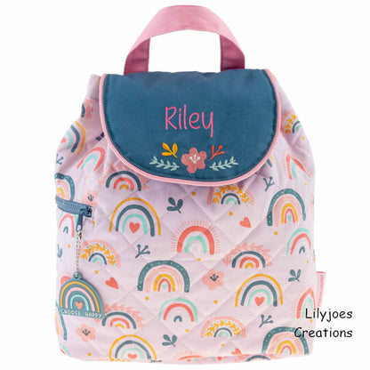 Personalised Quilted Rainbow Backpack