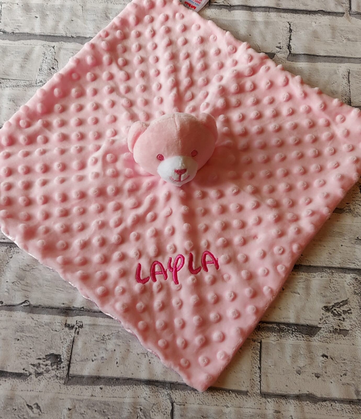 Personalised Pink Dimpled Baby Comforter