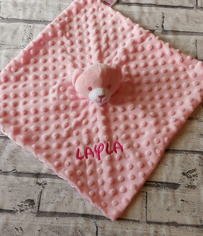 Personalised Pink Dimpled Baby Comforter