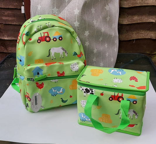 Personalised Farmyard Backpack Lunch Bag Set