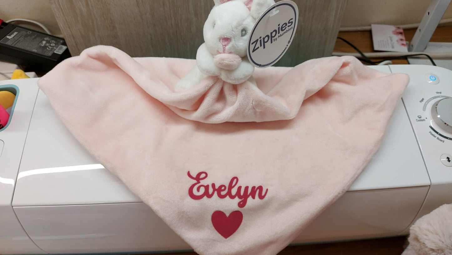 Personalised baby rattle comforter
