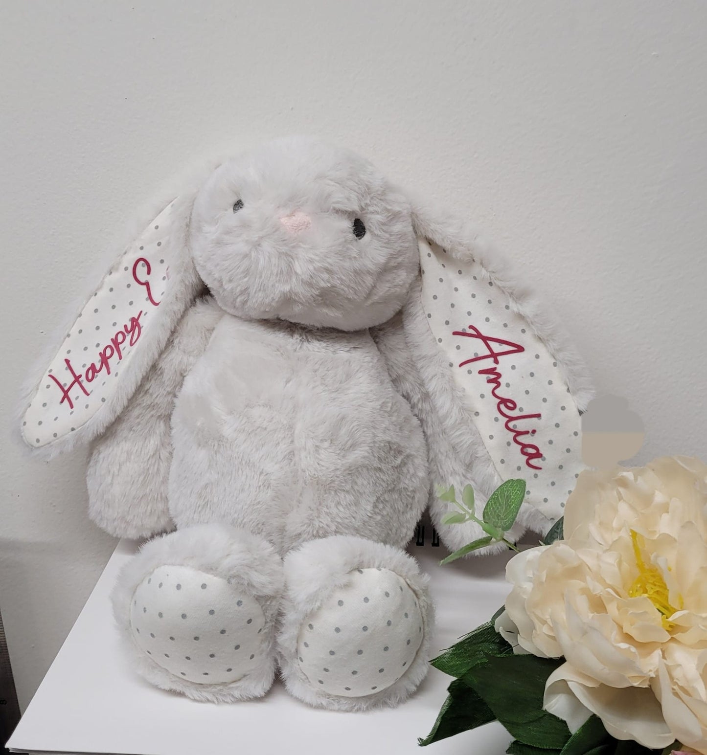 Personalised Grey Easter Bunny