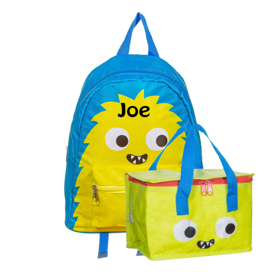 Personalised Monster Backpack and Lunch Bag Set